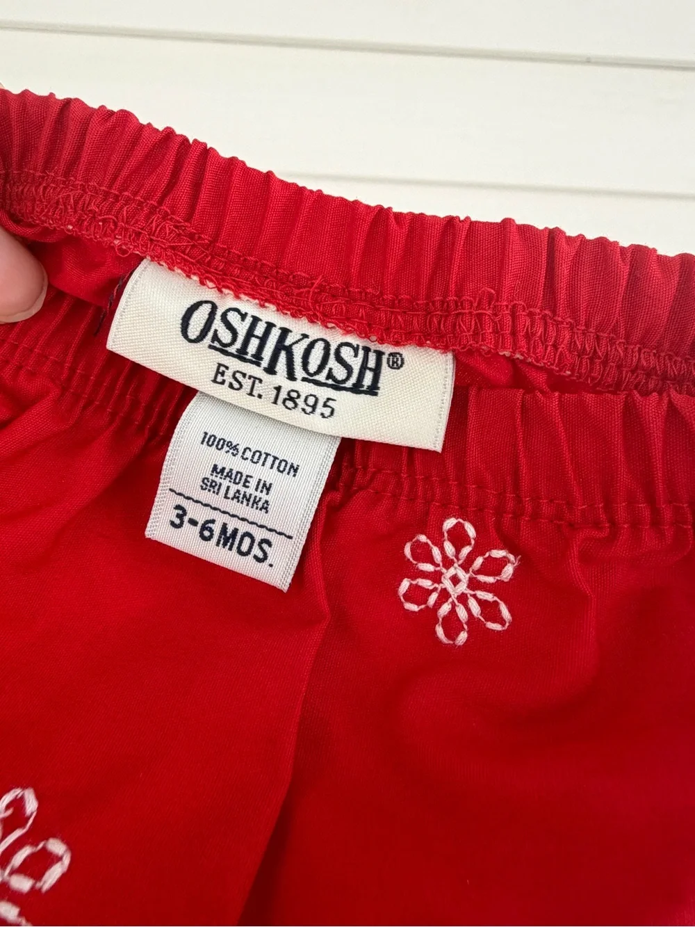 Vintage OshKosh B'gosh Cotton Dress & Bloomers Set NWT Red Embroidered Details
